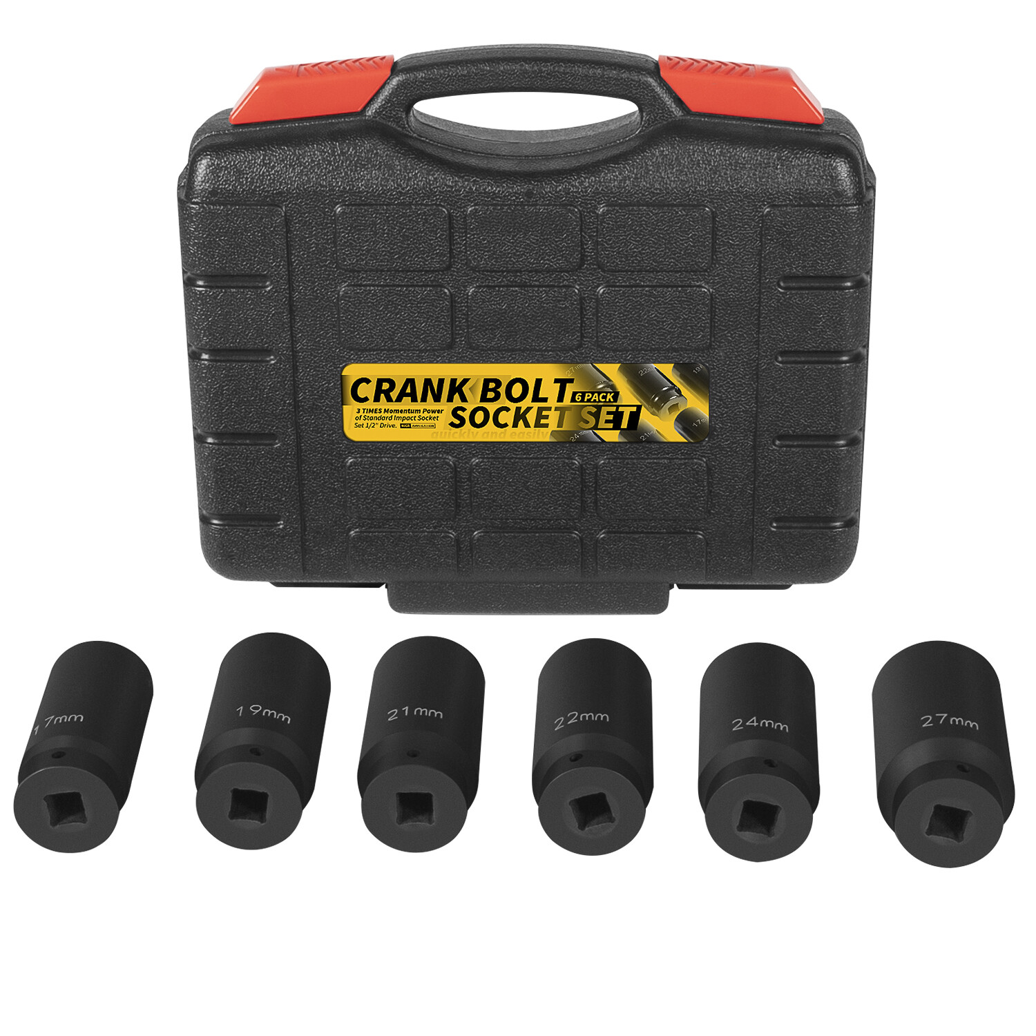 6 Pack Crank Bolt Socket Set 17/19/21/22/24/27mm Harmonic Balancer Impact Socket