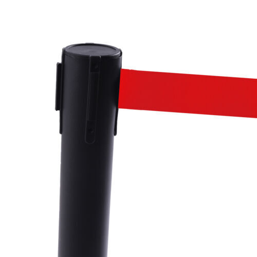 6PCS Black Stanchion Posts Queue Pole Retractable Belts Crowd Control Barrier