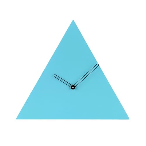 Modern Triangle Wall Clock MDF Wood, Minimalist Design, Turquoise Blue, 30 cm