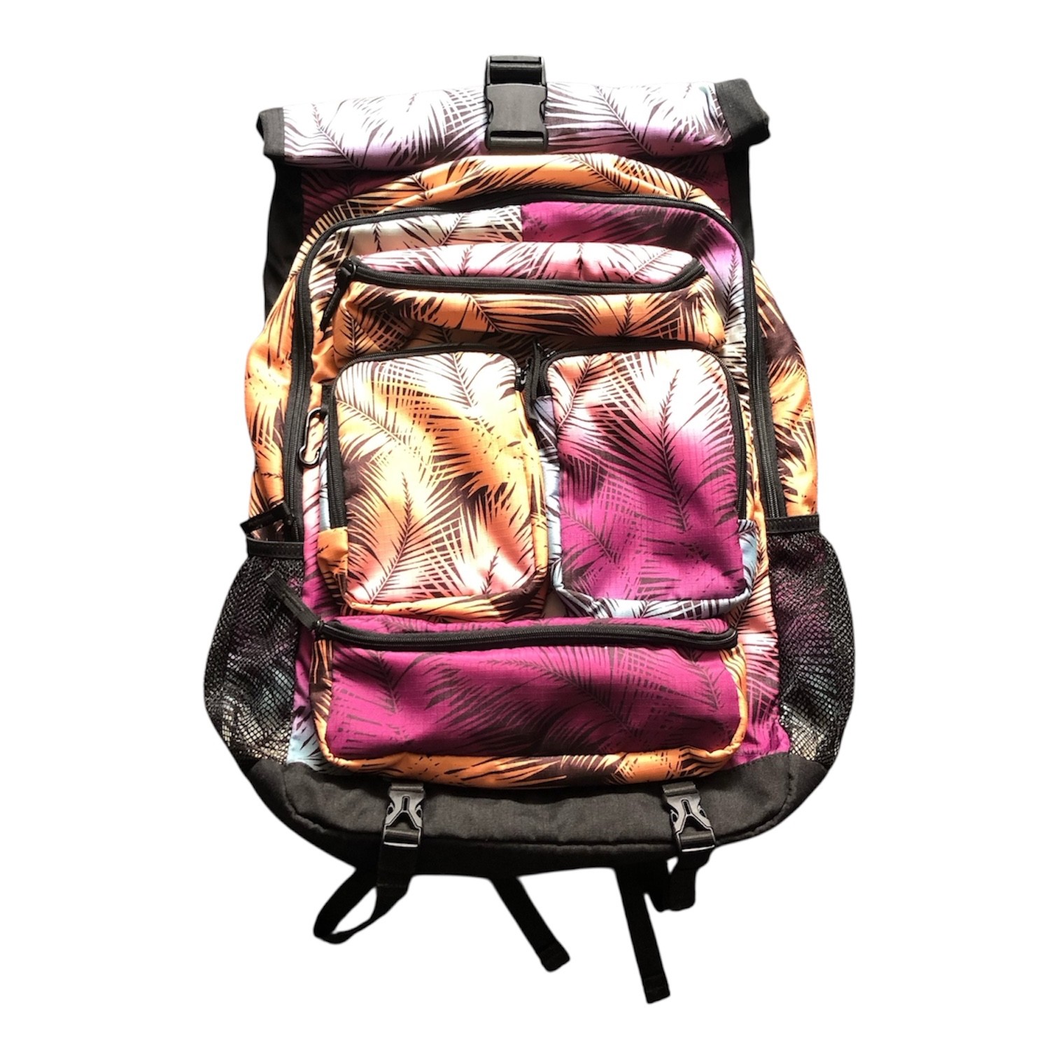 IKEA KASEBERGA Backpack 10 Gallon Capacity Many Pockets Palm Motif Multicolor