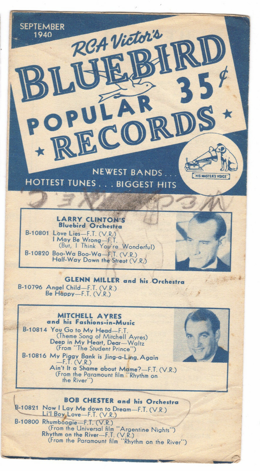 RCA Victor's Bluebird Popular Records Catalogue September 1940