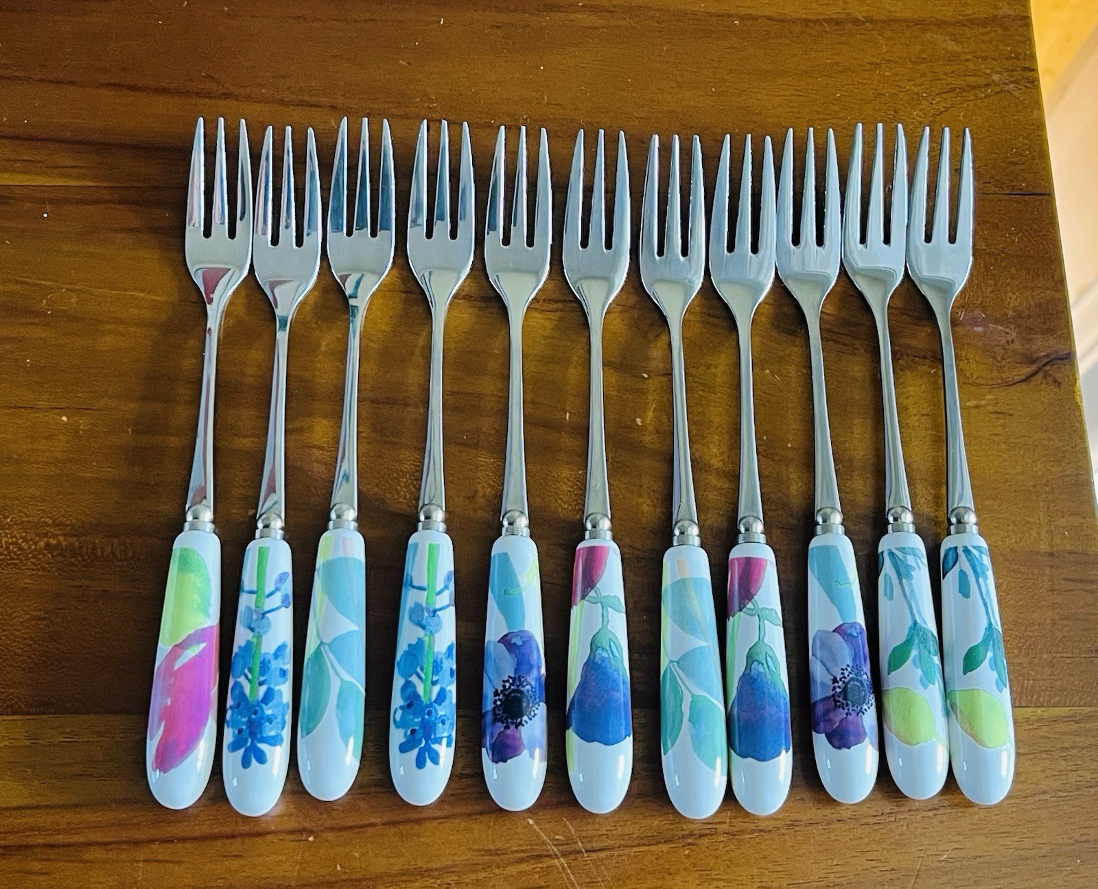 Set of 11 PORTMERION Water Garden Pastry Forks 6 1/8 Inches Long