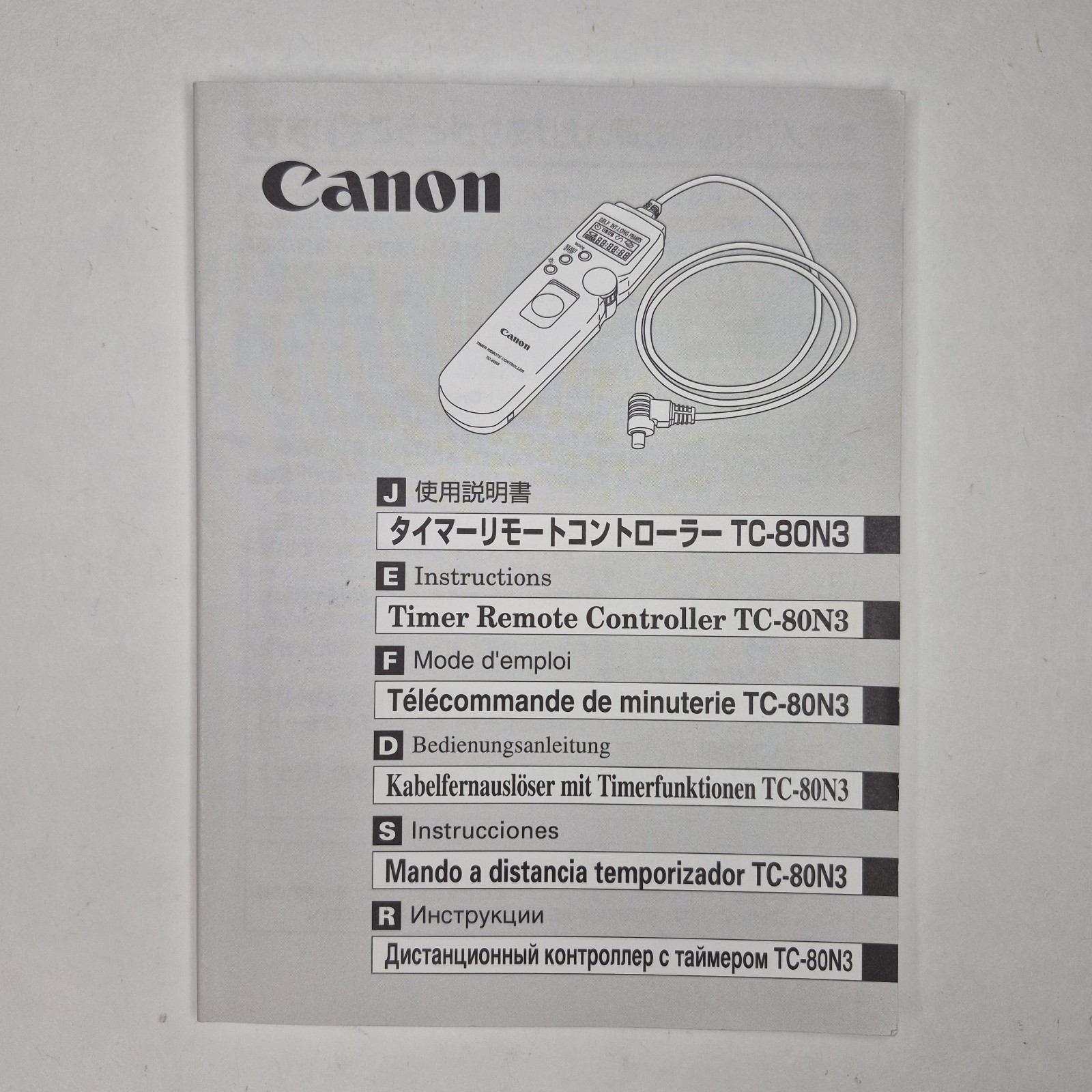 Canon TC-80N3 Manual Only Timer Remote Controller