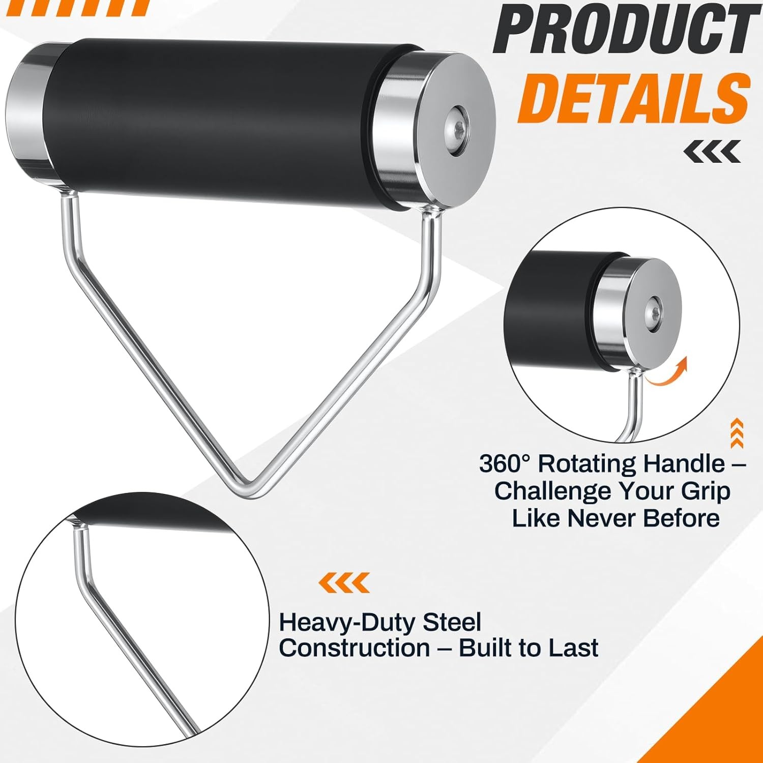 Rotating Deadlift Handle 2.5" Weightlifting Gripper Grip Strength Rolling Handle