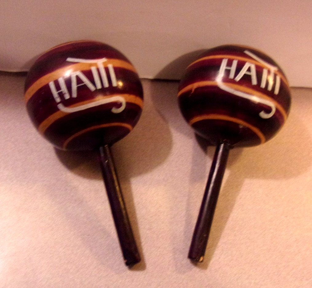 Vintage Maracas Rattle Shaker Percussion Musical Instrument Hand-Painted HAITI
