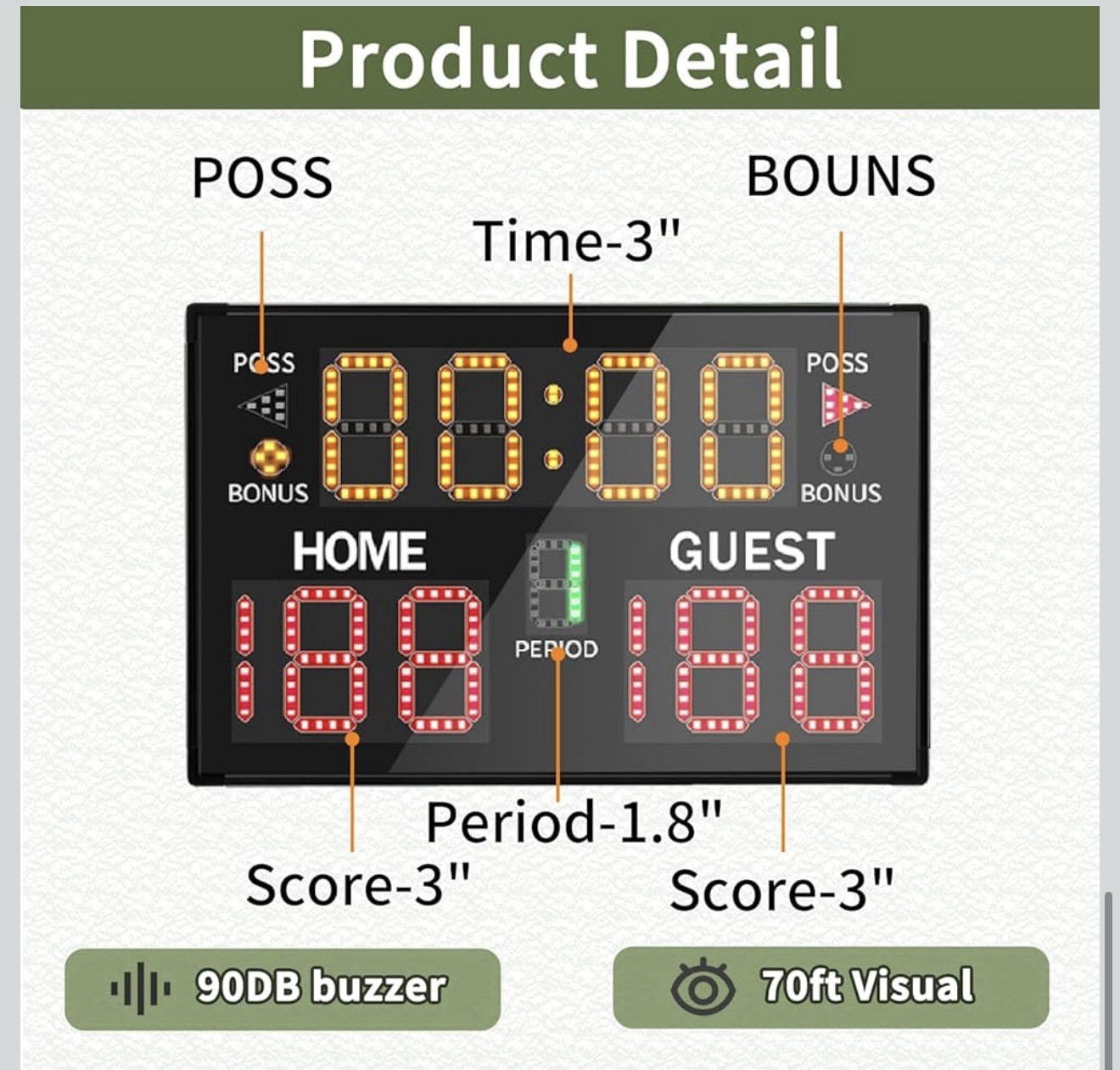 Battery Powered Digital Electronic Scoreboard with Bag Tripod Wireless Remote