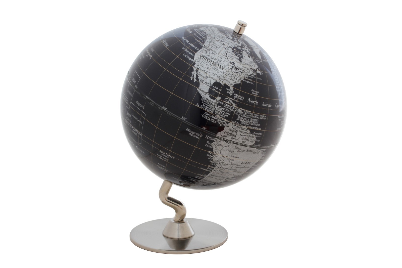 5" 2 Tone Revolving World Globe Table Top Blue & Silver Modern Style New