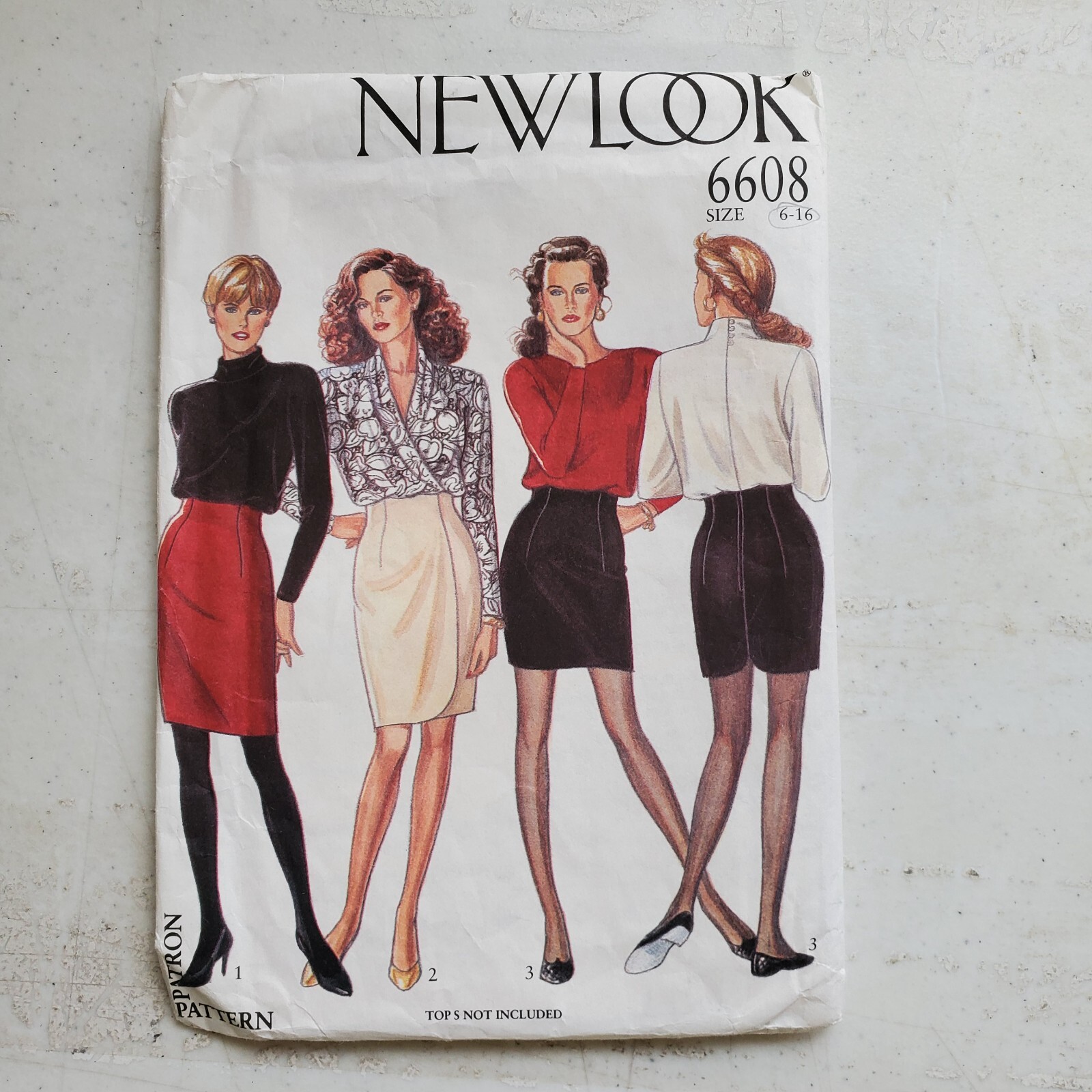 Vintage New Look 6608 Pencil Skirt 2 Lengths Back Zip Misses 6 - 16 UNCUT 1990s