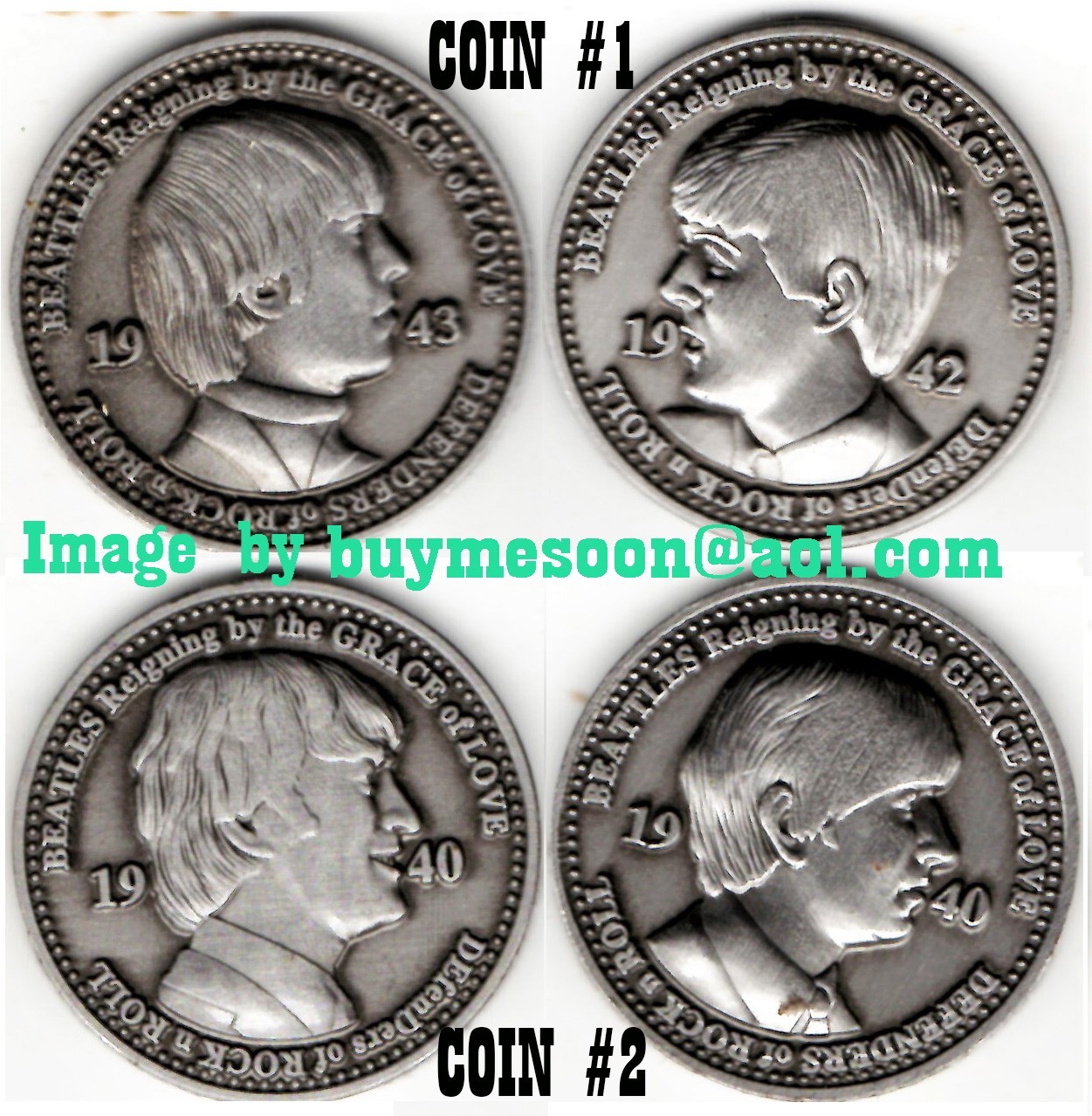 Fad 4 Beatles Coin Coins paul McCartney john Lennon ringo Starr george Harrison