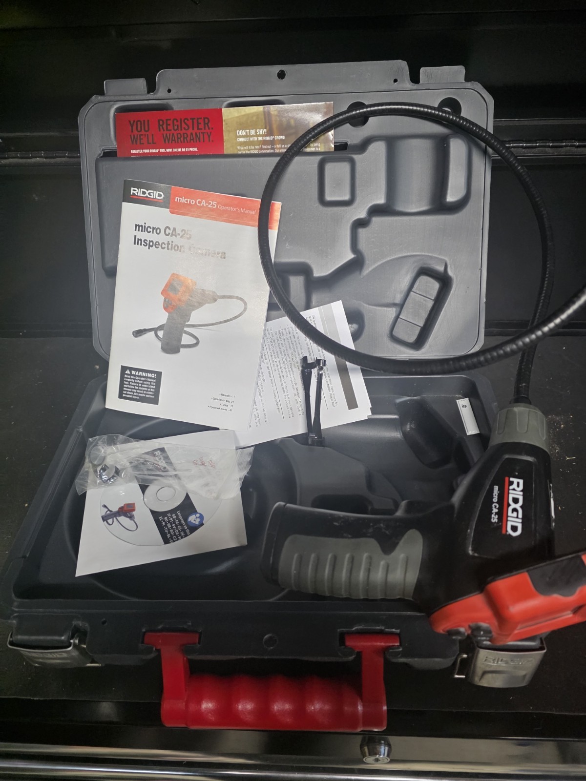 RIDGID micro CA-25 Digital Inspection Camera LCD Display Flexible Probe Case