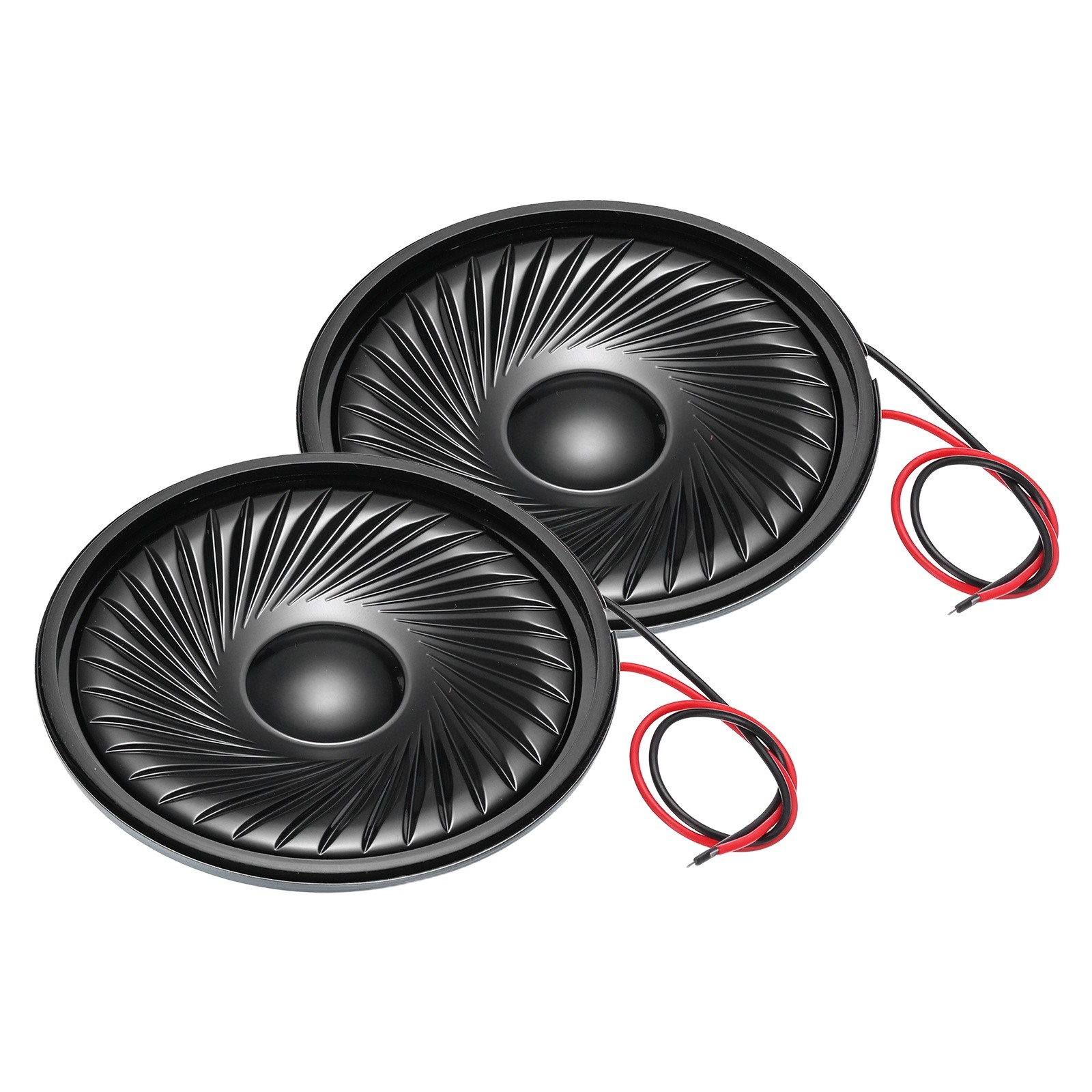 2 Pcs 1W 8 Ohm Small Speakers Metal Round Speaker with Wires, 50x7.7mm Black