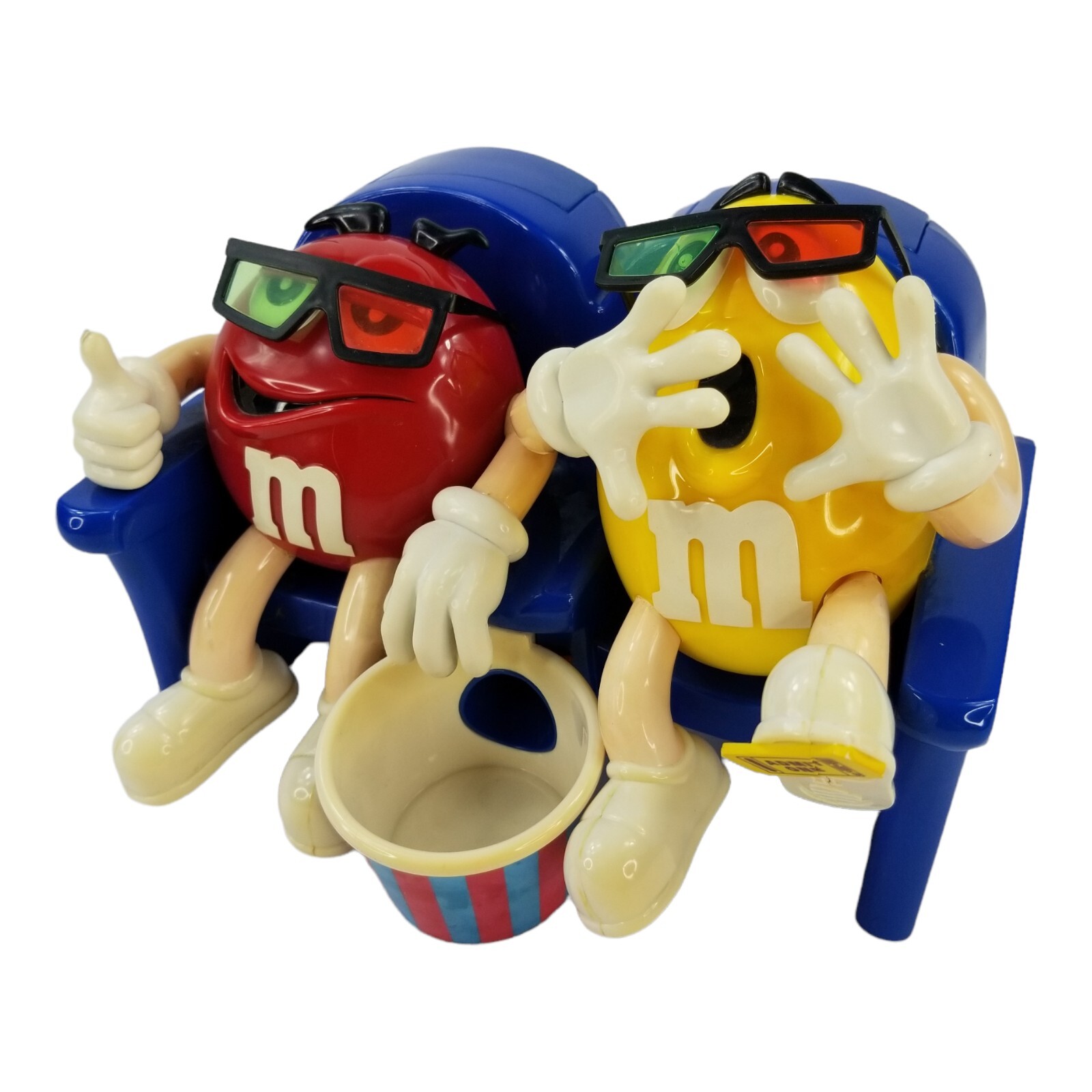 M&M's Candy Dispenser Movie Theater 3D Popcorn Bowl Figurine Vintage Collectible