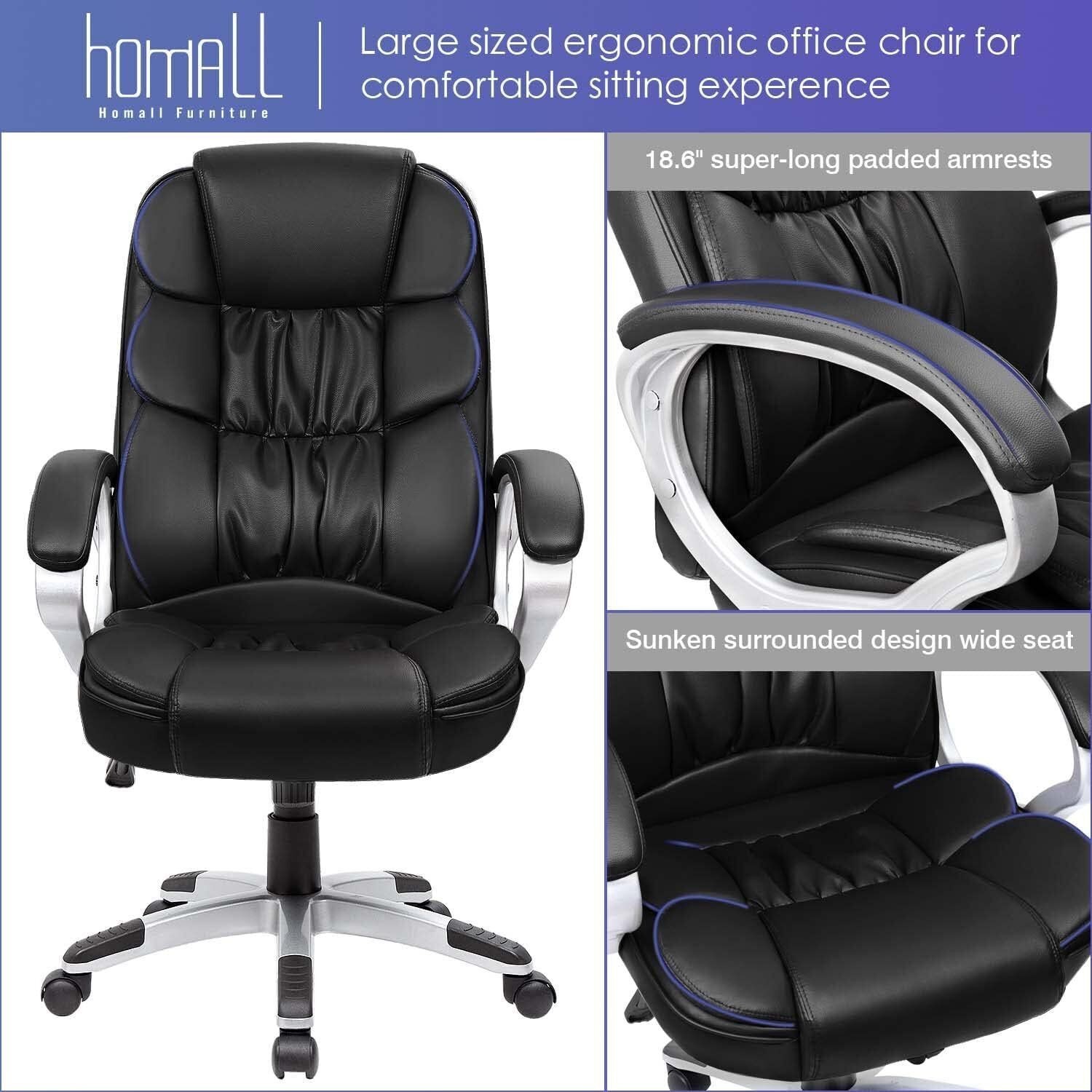 Office Chair High Back Computer Desk Chair PU Leather Adjustable Height Swivel