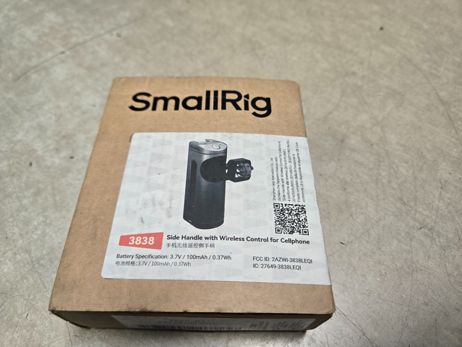 Side Handle Grip for Smartphone Cage Video Rig, Remote Trigger  Sealed 3838