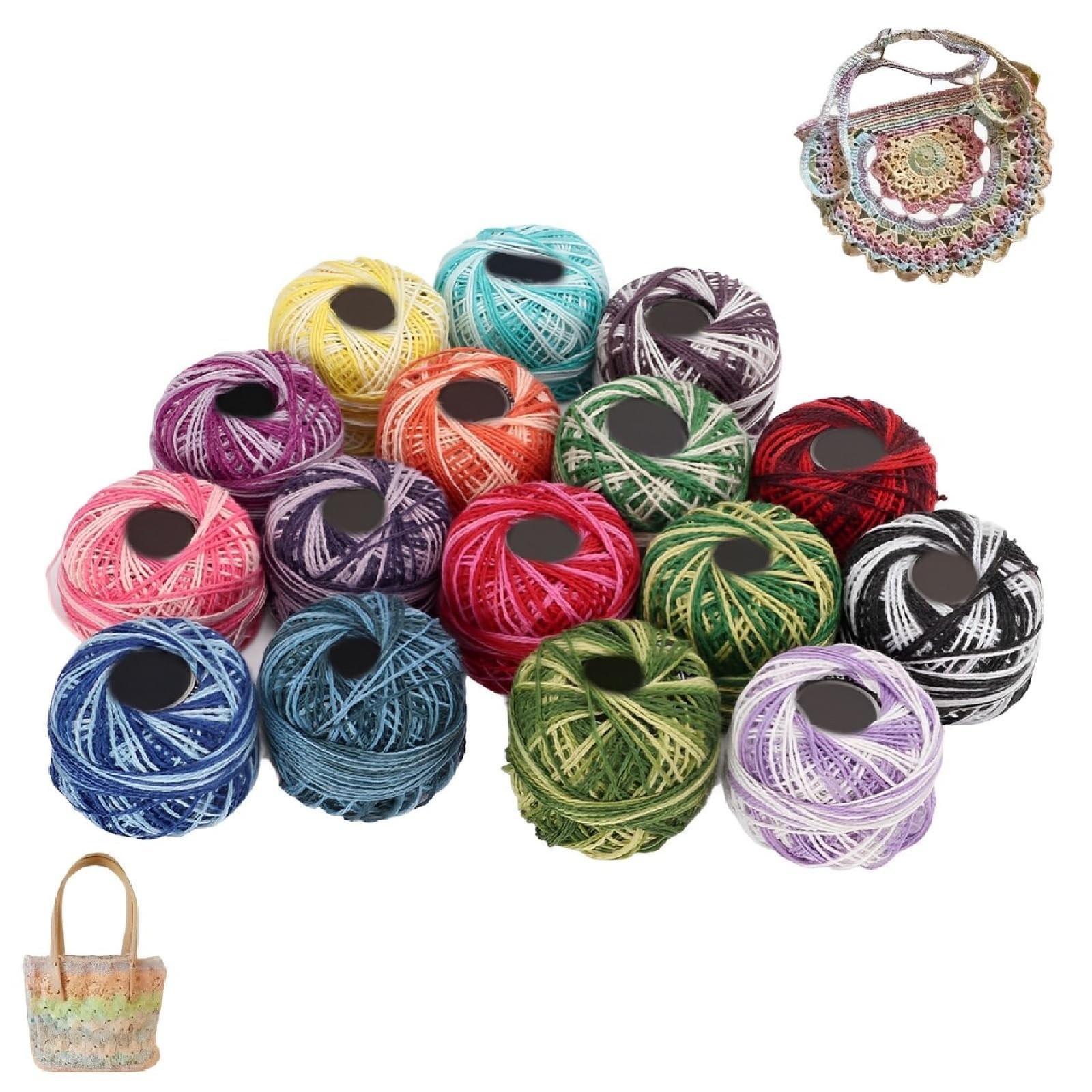 16 Rolls Crochet Thread, Rainbow Colors Cross Stitch Threads Various