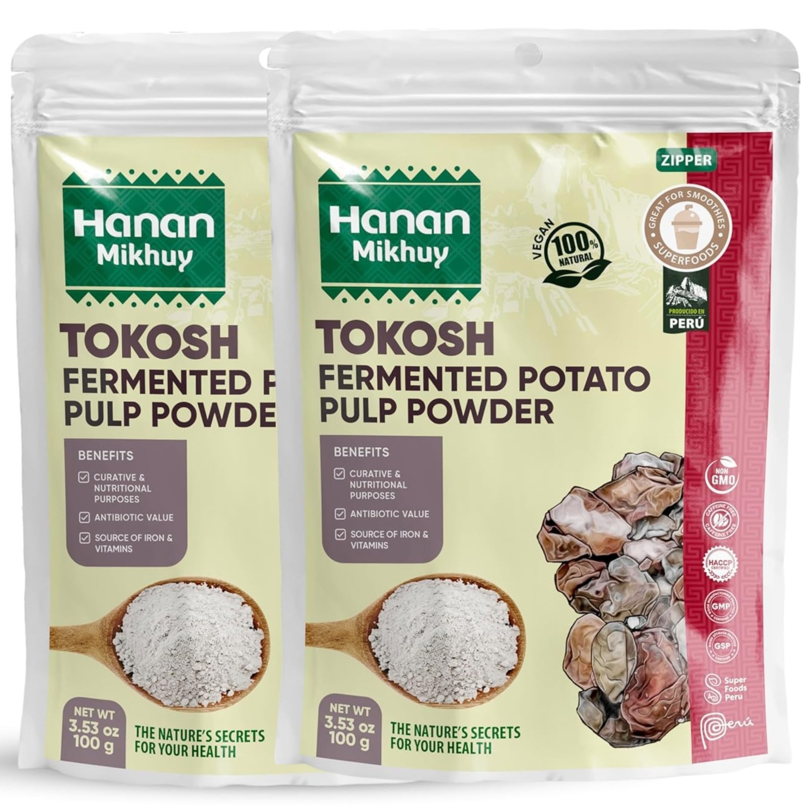 Tokosh 100g - 100% Natural Fermented Potato Pulp Powder Non-GMO from Peru 2pk
