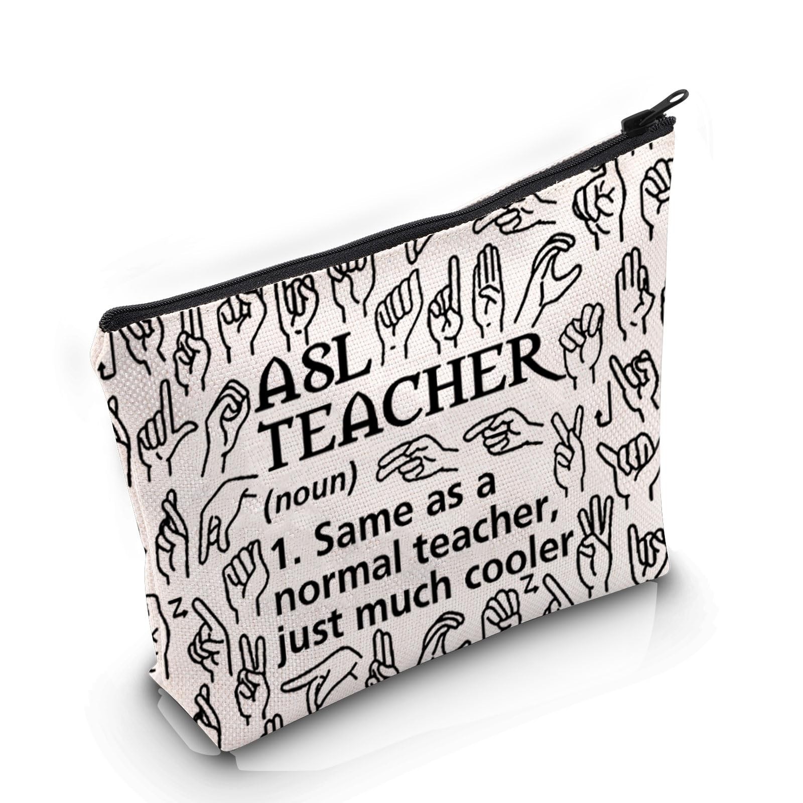 VAMSII American Sign Language Gift ASL Teacher Definition Makeup Bag ASL Cosm...