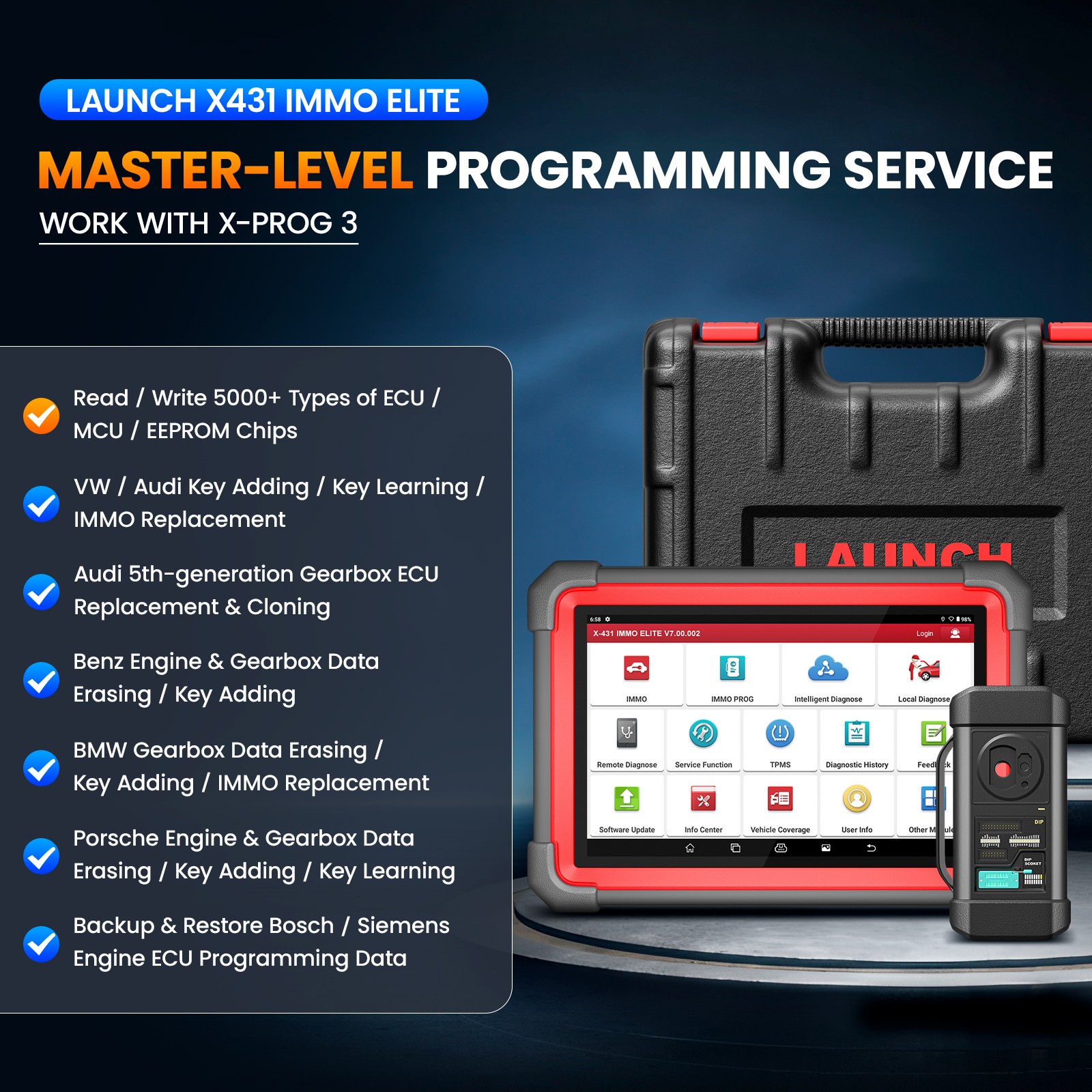 LAUNCH X431 IMMO ELITE PLUS Car Diagnostic Scanner Tool Key Programming Clone