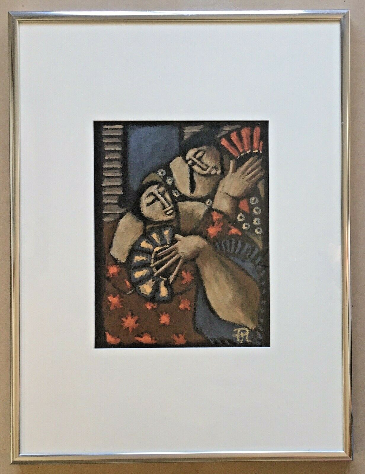 Original Drawing Pastel Patricia Hervé Portrait Mixed Women Fans 20th Century