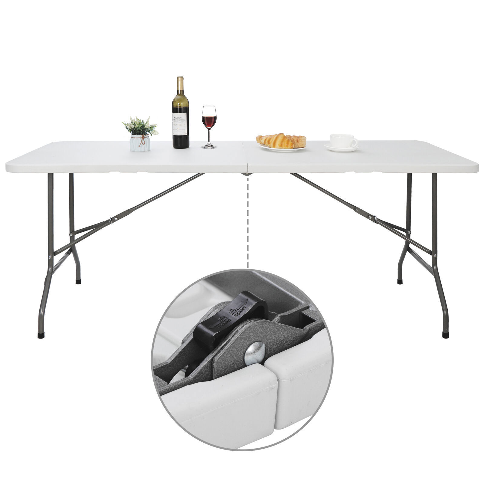 2PCS 6ft Folding Table Portable Indoor Outdoor Picnic Party Camping Tables
