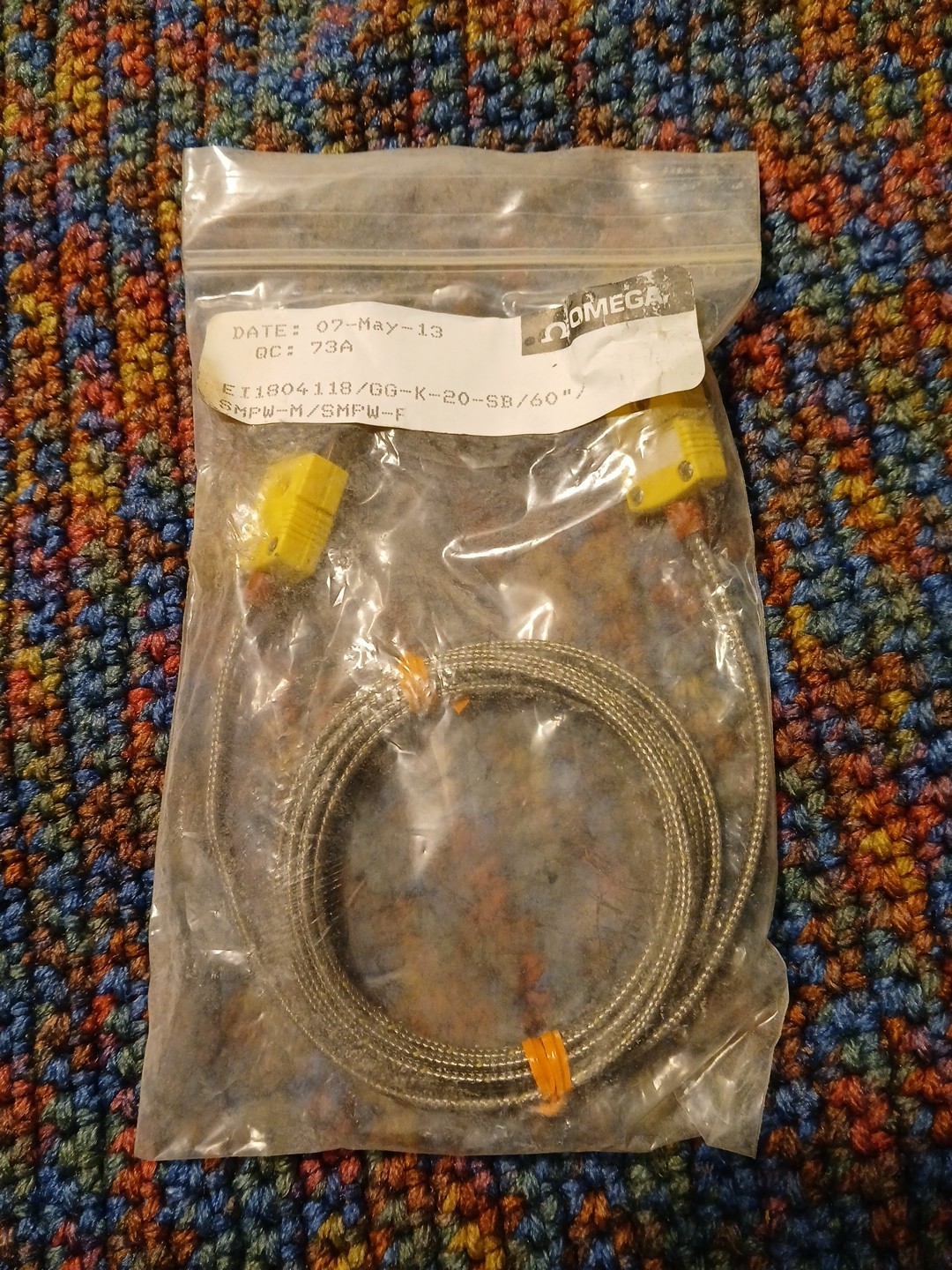 Omega  Thermocouple Extension Cable EI1804118/GG-K-20-SB/60"/SMPW-M/SMPW-F