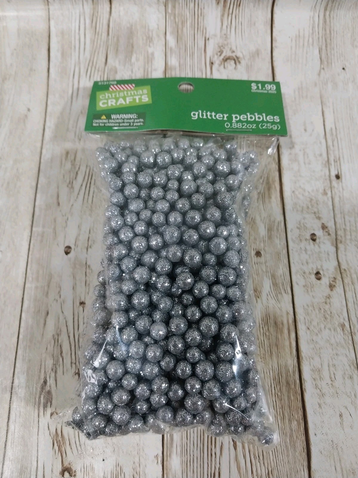 New! Silver Faux Snow Pebbles DIY Christmas Winter Crafts Filler Snowballs Round