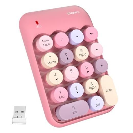 Wireless Number Pads - Pink Numeric Keypad 18 Keys USB 2.4G Colorful Pink
