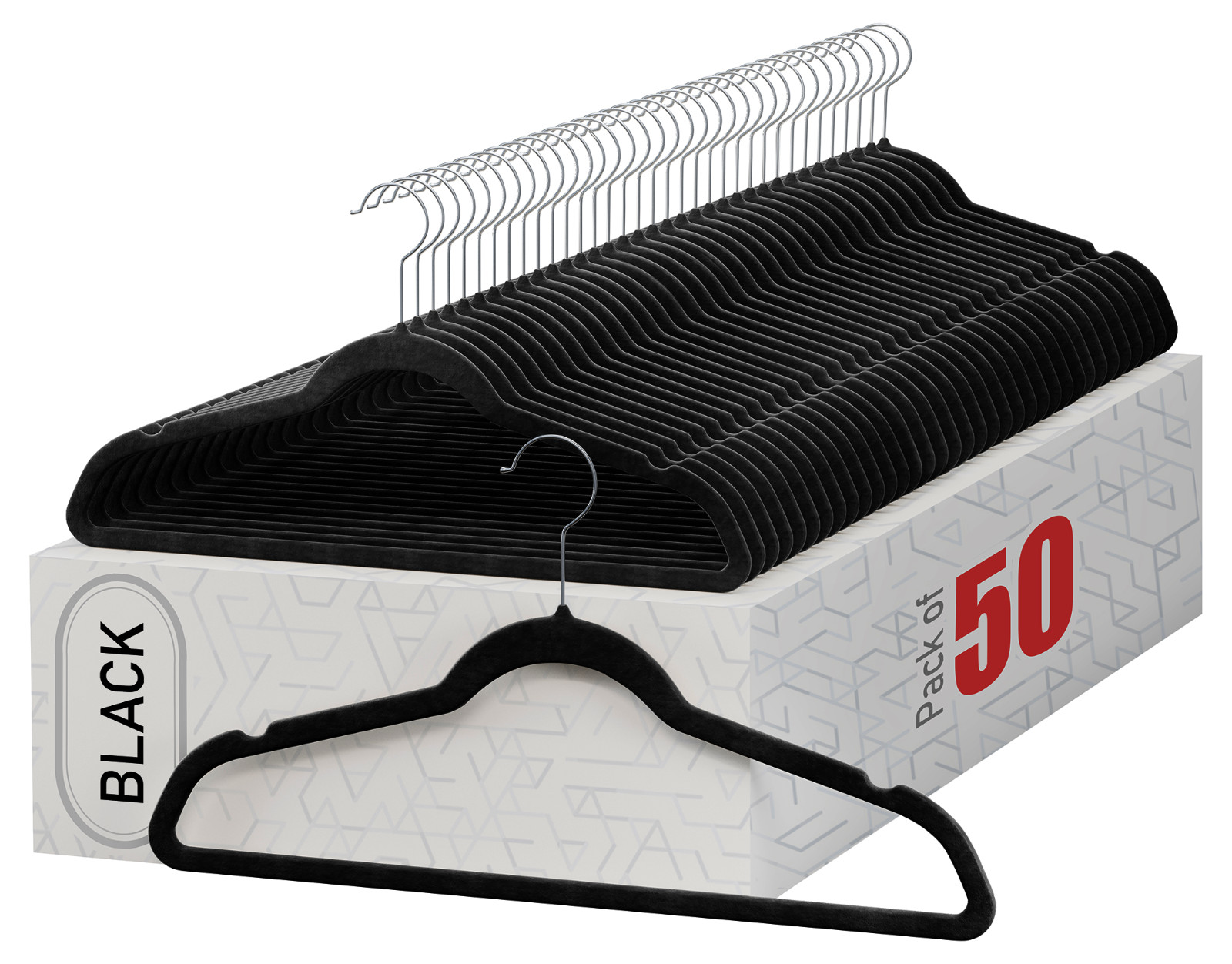 Velvet Hangers, Heavy duty, Non slip Black Premium Clothes Suit Hangers, 50 Pack