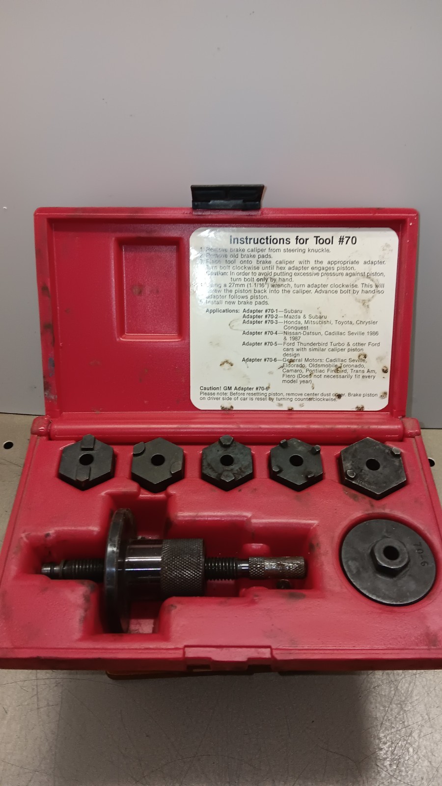 MAC Tools USA No. 70 Disc Brake Caliper Piston Press Tool Kit Set w/ Red Case