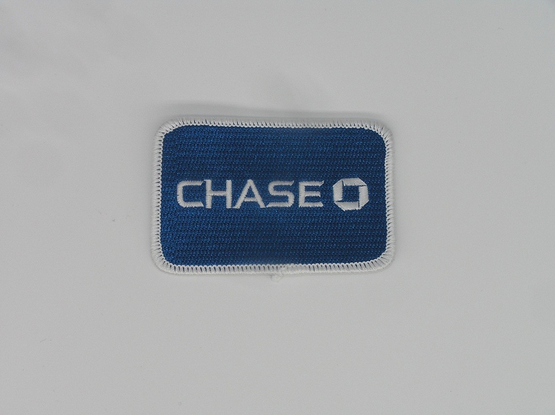 Chase Bank Blue/White Embroidered Iron On Patch 3.25" x 2.25"