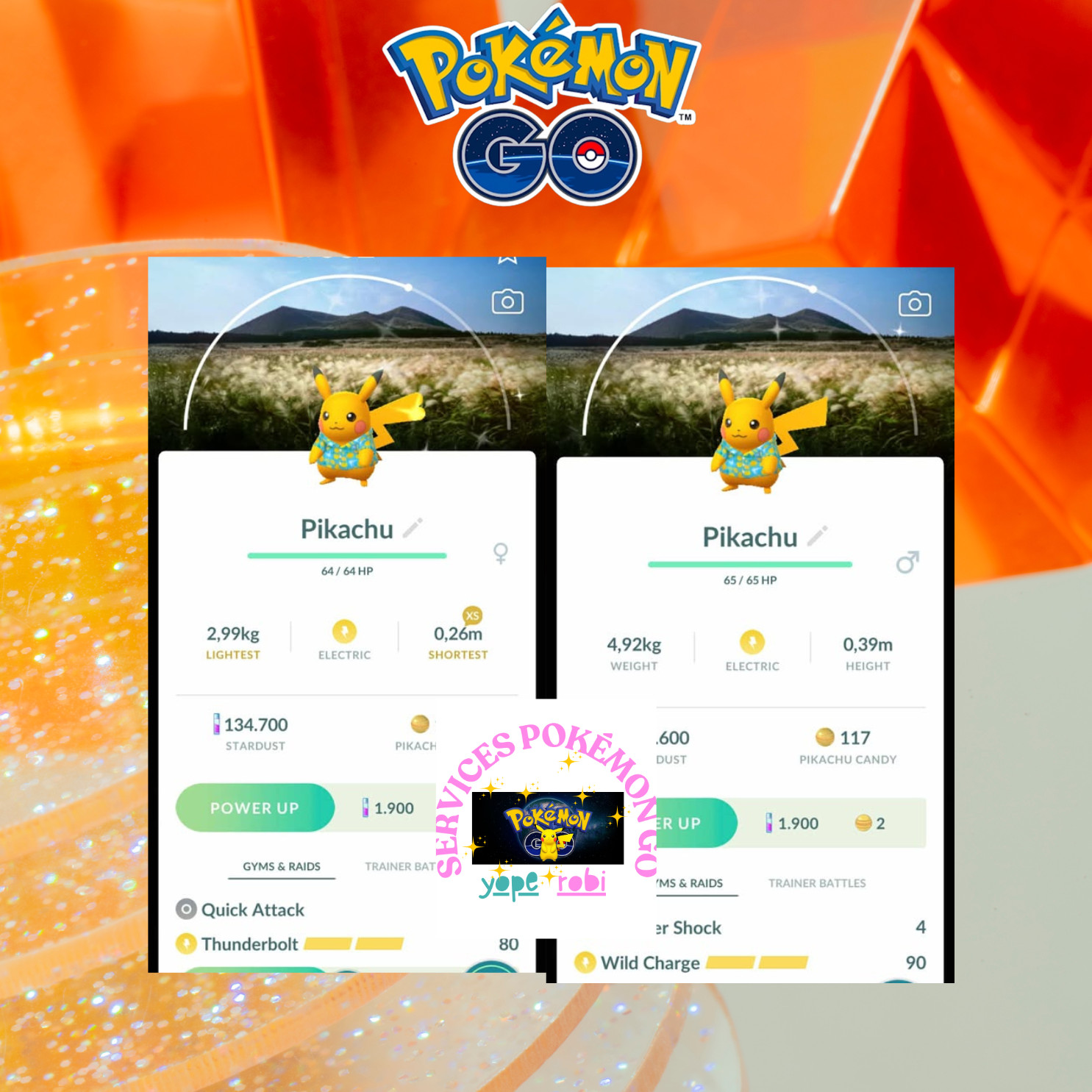 Pokémon go❀❀Shiny Pikachu costume❀Jeju Background-Tr❀de or P❀T❀C