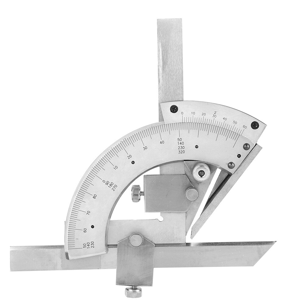 Carbon Steel Fine Tuning Angle Finder Ruler 0-320° Bevel Protractor Meter