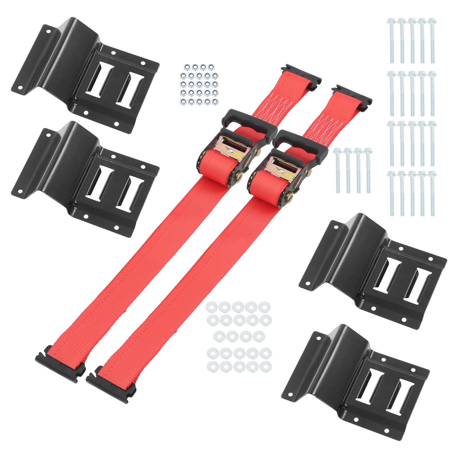 LABLT Secure Cargo E Track Wheel Chock System 6' Ratchet Tie Down Straps For UTV