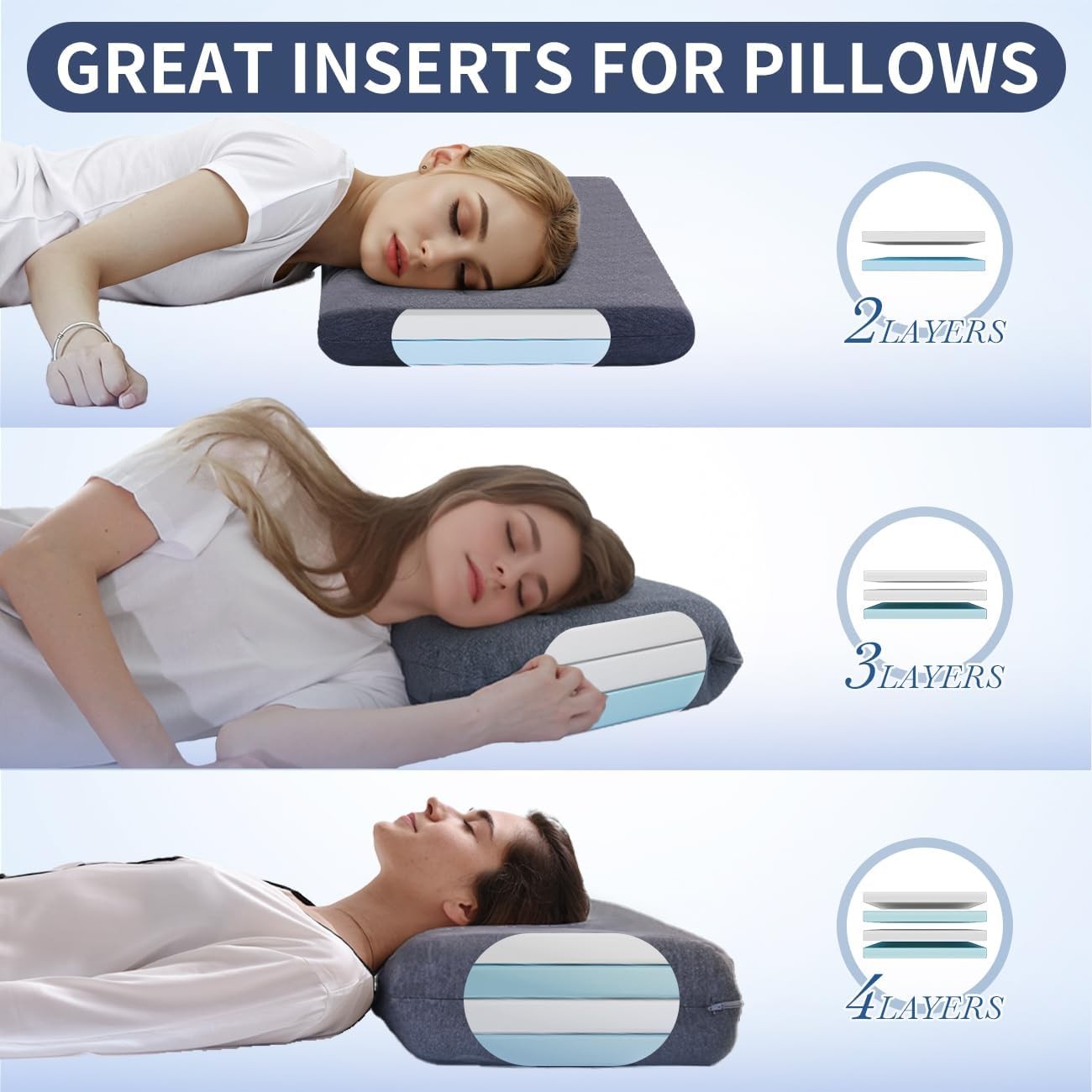 Adjustable Memory Foam Pillow's One Layer - 1 Height 1.2'' Insert