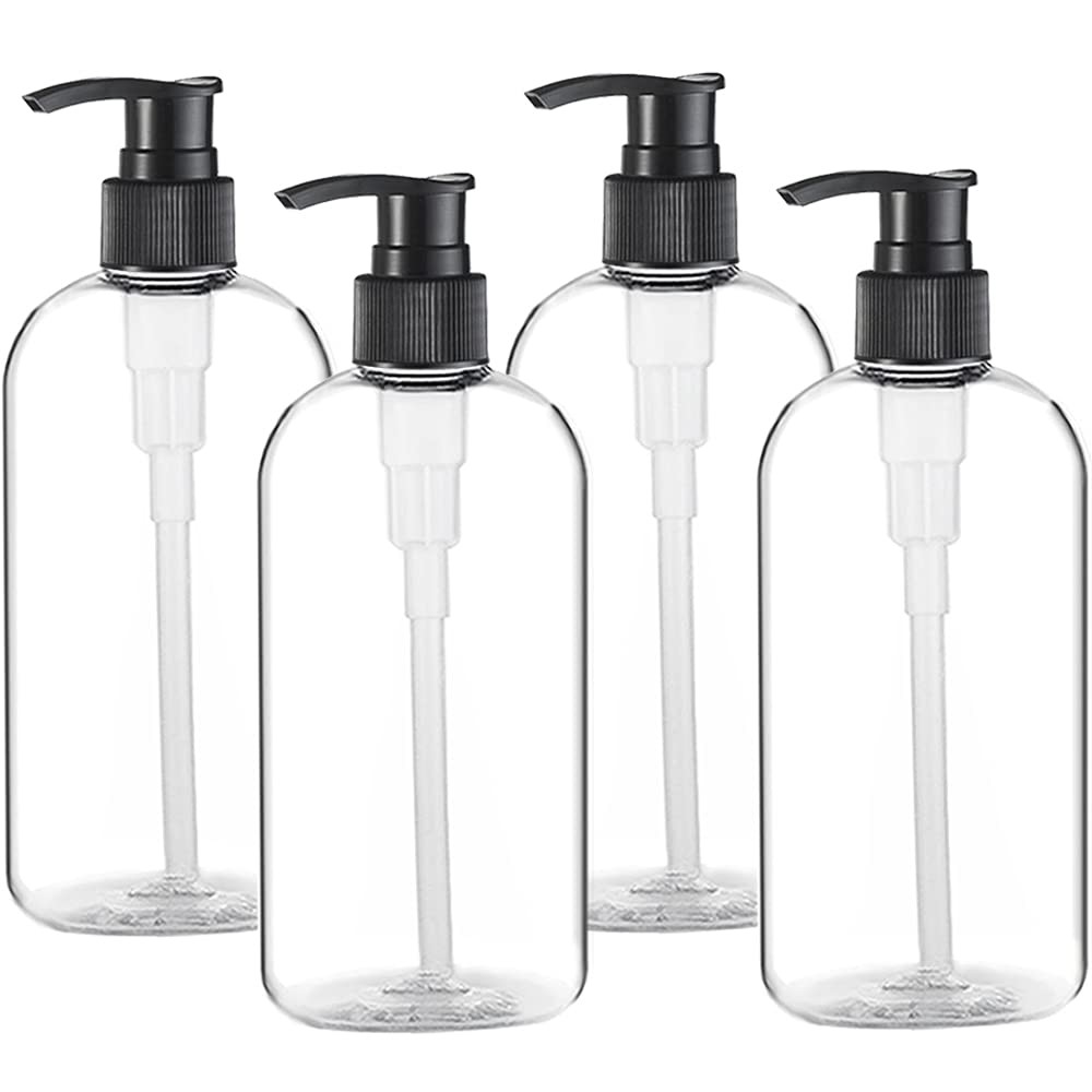 4 Pack Large Empty Refillable Pump Bottles 16.9Oz for Shampoo Conditioner Lotion