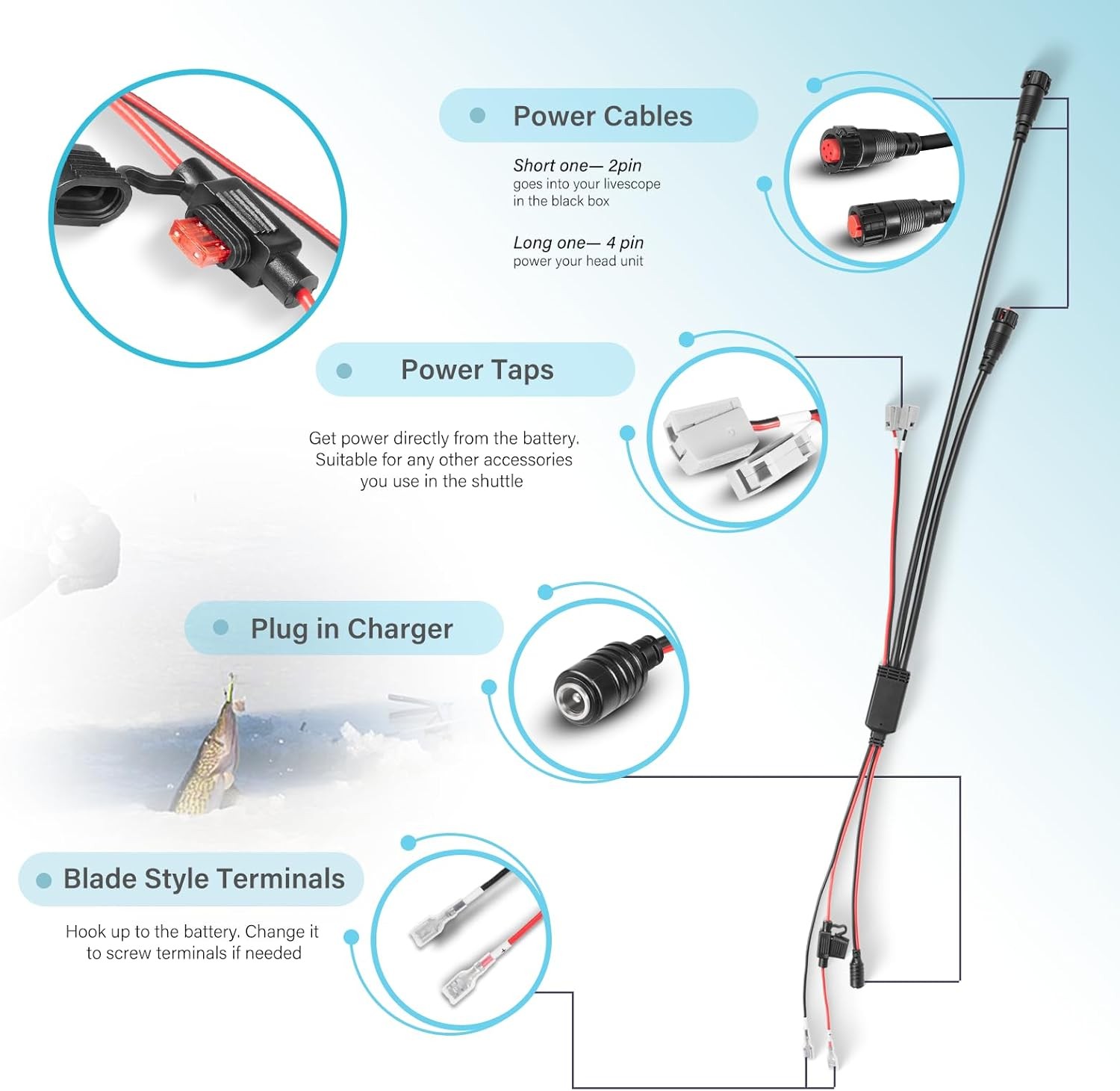 010-12676-40 All-in-One Power Cable fits for Garmin LiveScope Ice Fishing Bundle