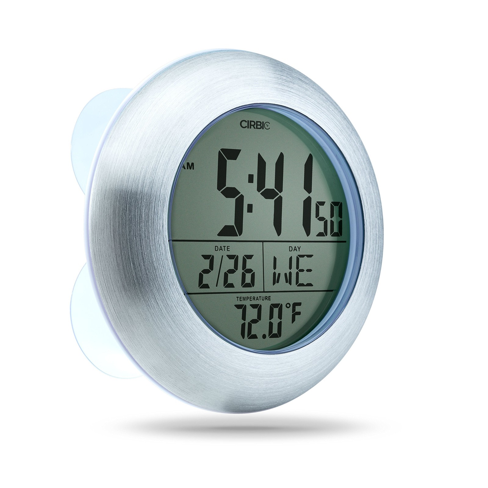 Extra Large Shower Clock with Suction Cups, Date and Temperature, Water Resis...