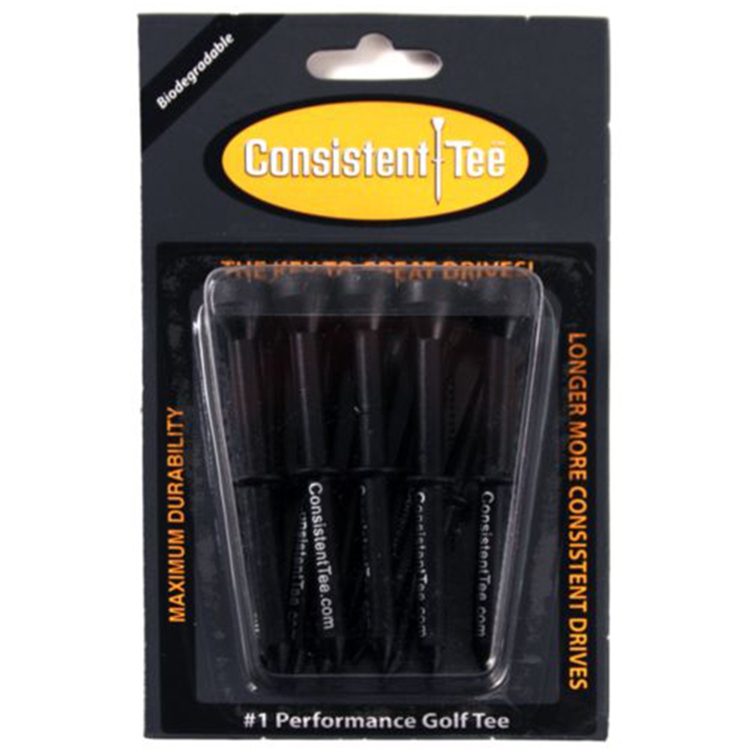 ProActive Sports Golf Consistent Black Golf Tees New