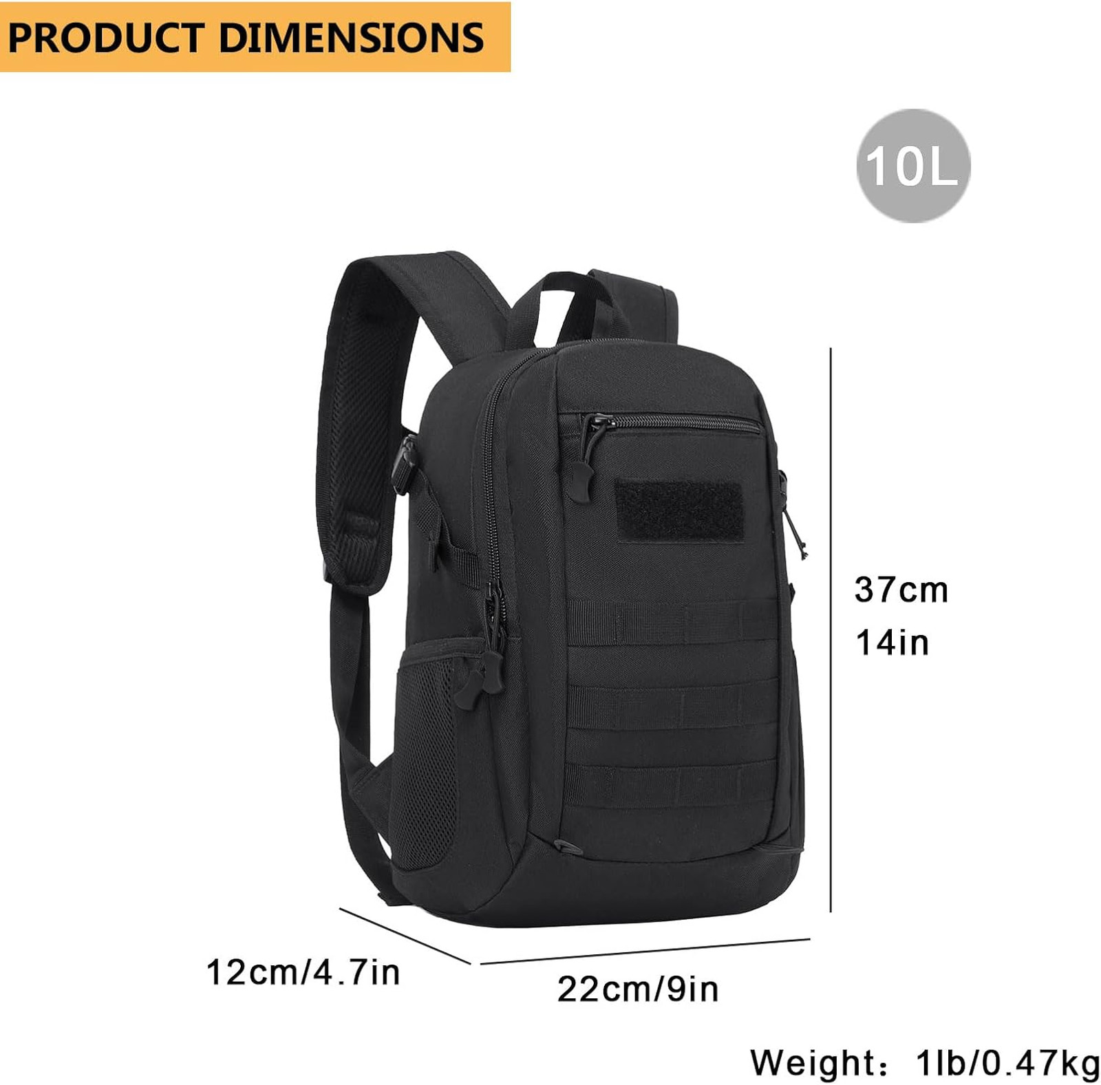 Mini Tactical Backpack MOLLE Waterproof Nylon 10L X-Small Camping Daypack Bag