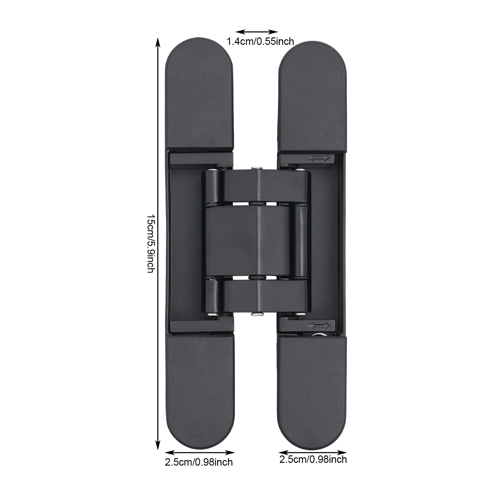 2-Pack 6'' Black Hidden Door Hinges Heavy Duty Zinc Alloy Hinges Concealed Hinge