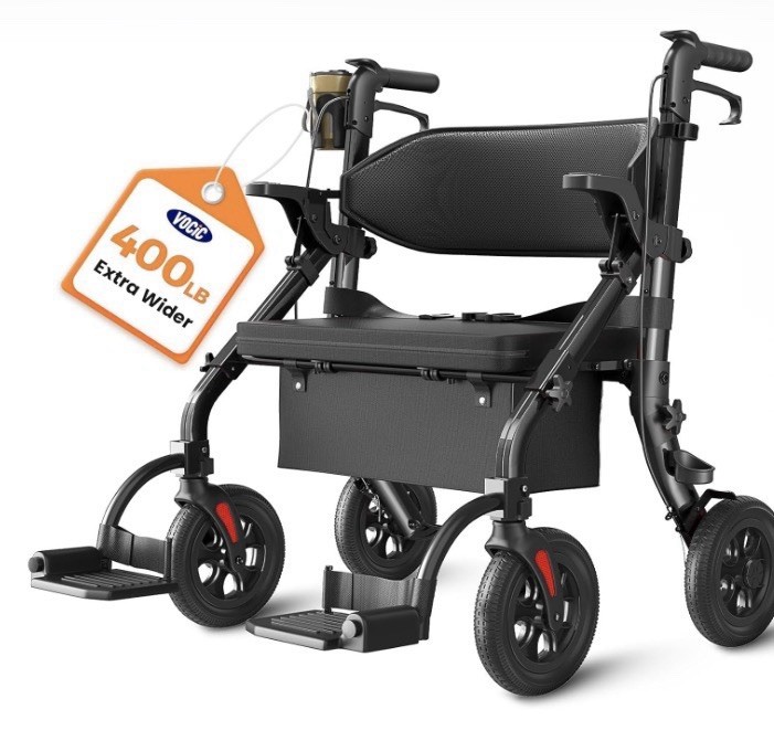 Walkers for Seniors Z59, 2 in 1 Walker Wheelchair Combo