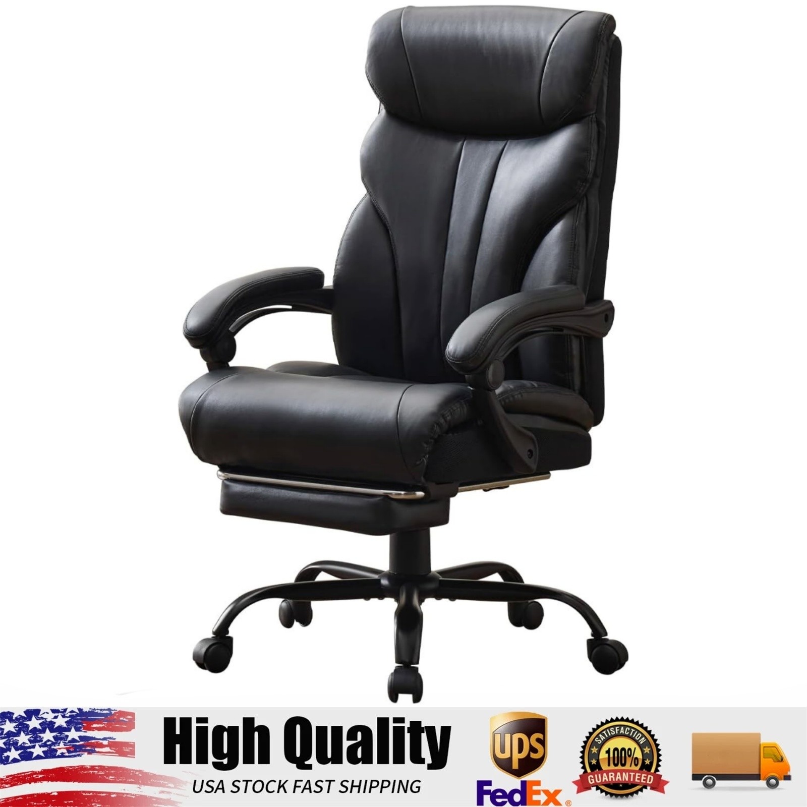 Wide Ergonomic Computer Chair with Footrest, 500lbs Big and Tall Office Chair