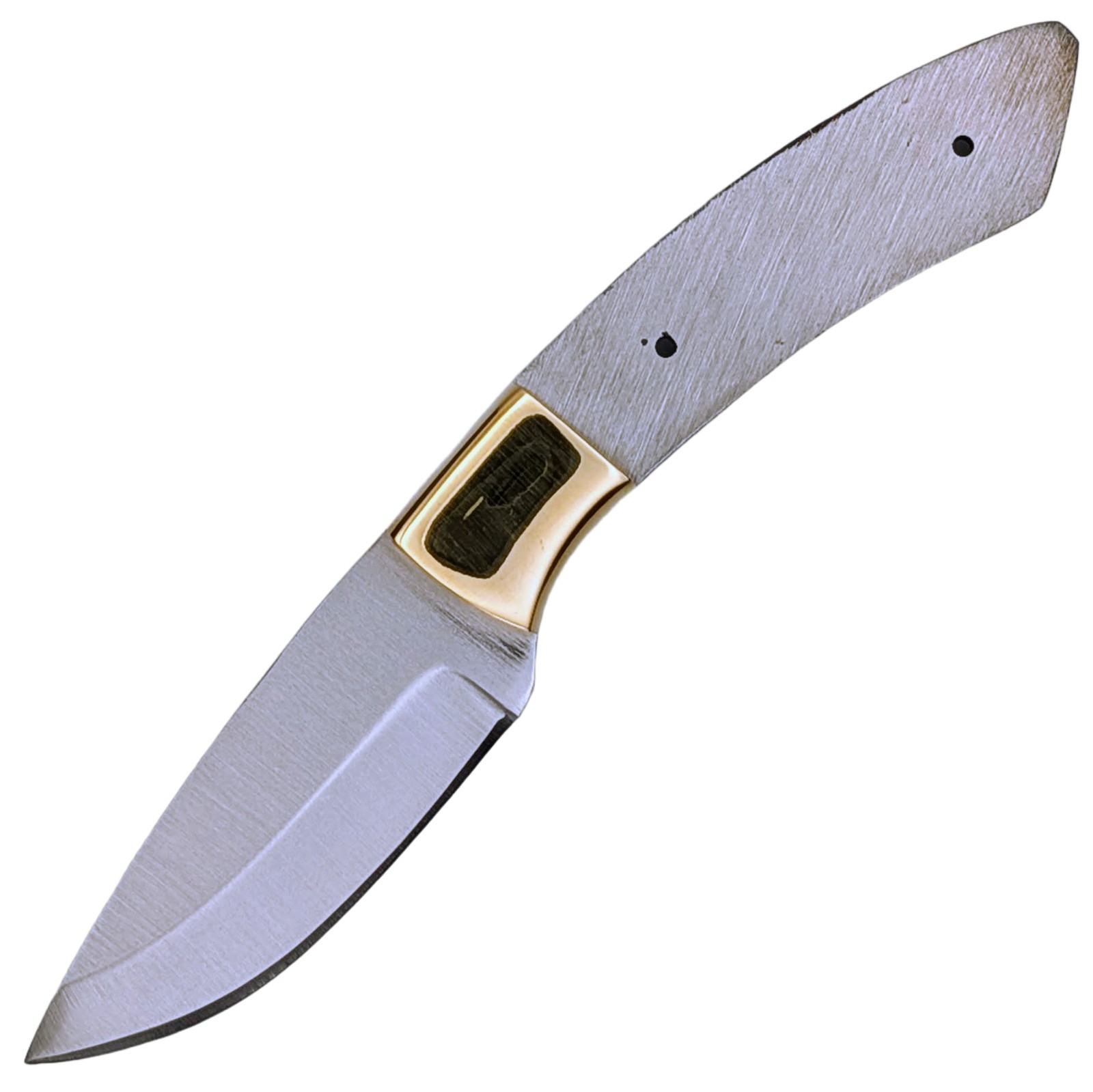 Fixed-Blade Knife Blank | Stainless Steel 2.75in Drop Point Blade Brass Bolster