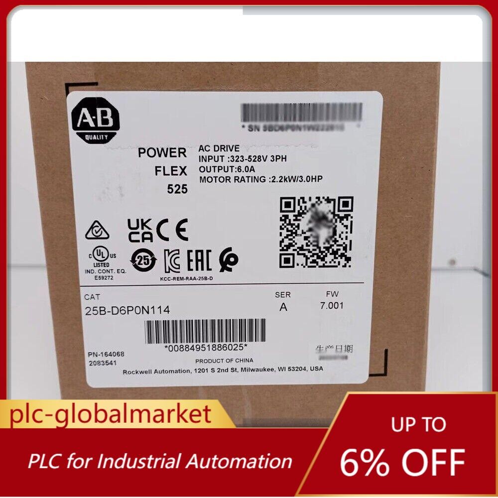 New Factory Sealed AB25B-D6P0N114 PowerFlex 525 AC Drive 25BD6P0N114 USA！