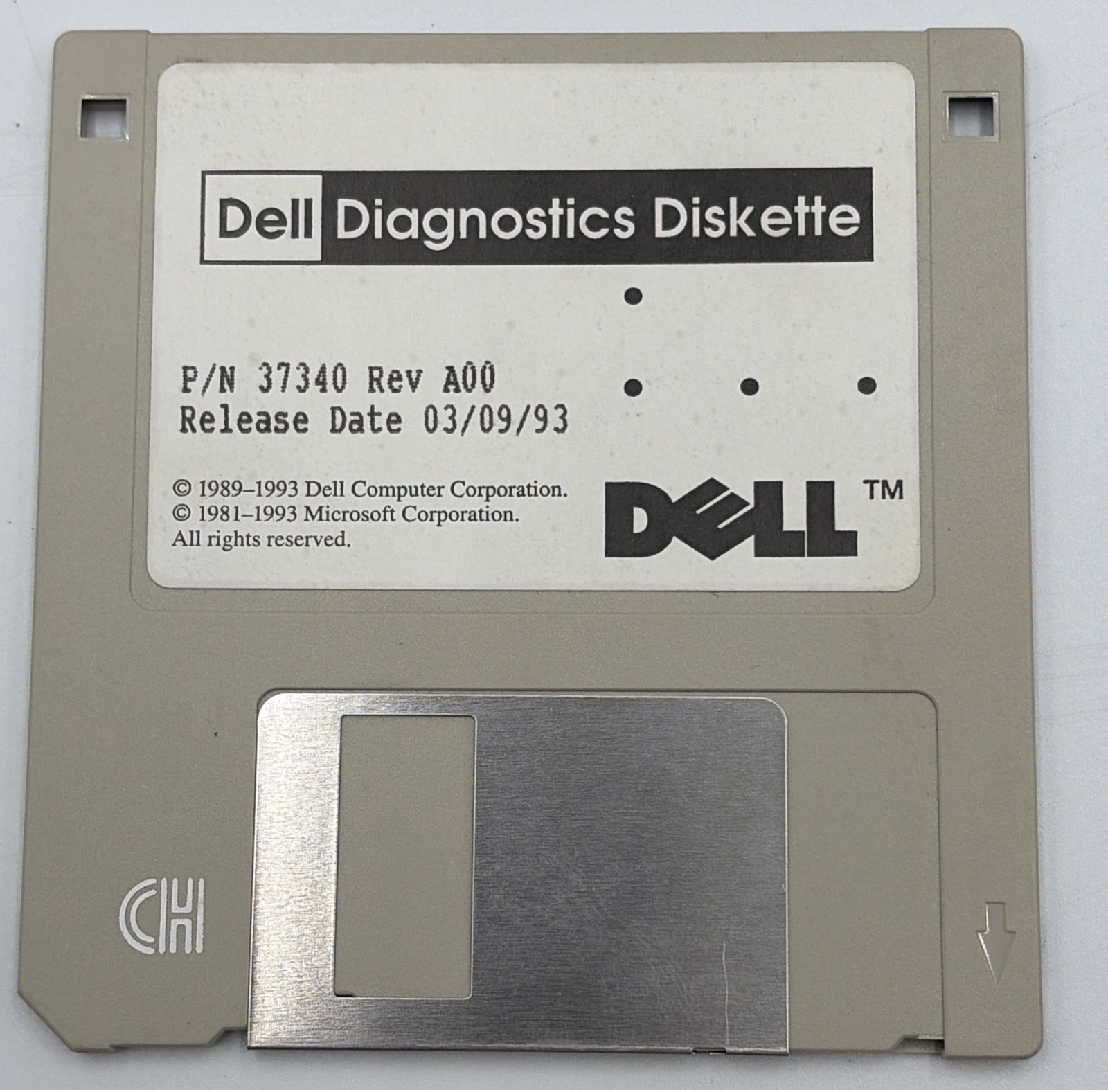 Dell Diagnostics Version 37340 Rev A00 Floppy Disk 03/09/1993