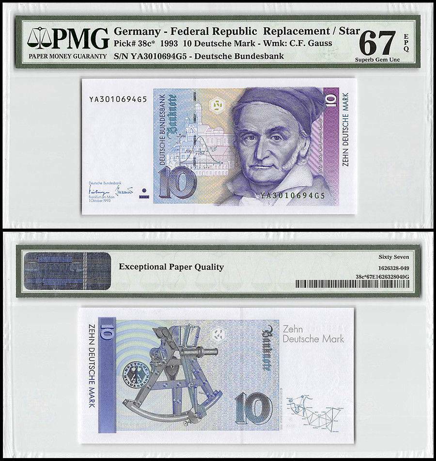 Germany 10 Mark 1993 P38cr UNC - Replacement / PMG Superb GEM67EPQ