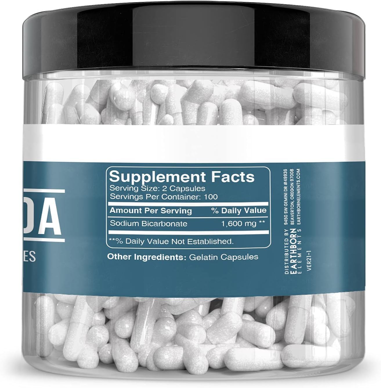 Baking Soda Capsules, 200 Capsules, Sodium Bicarbonate