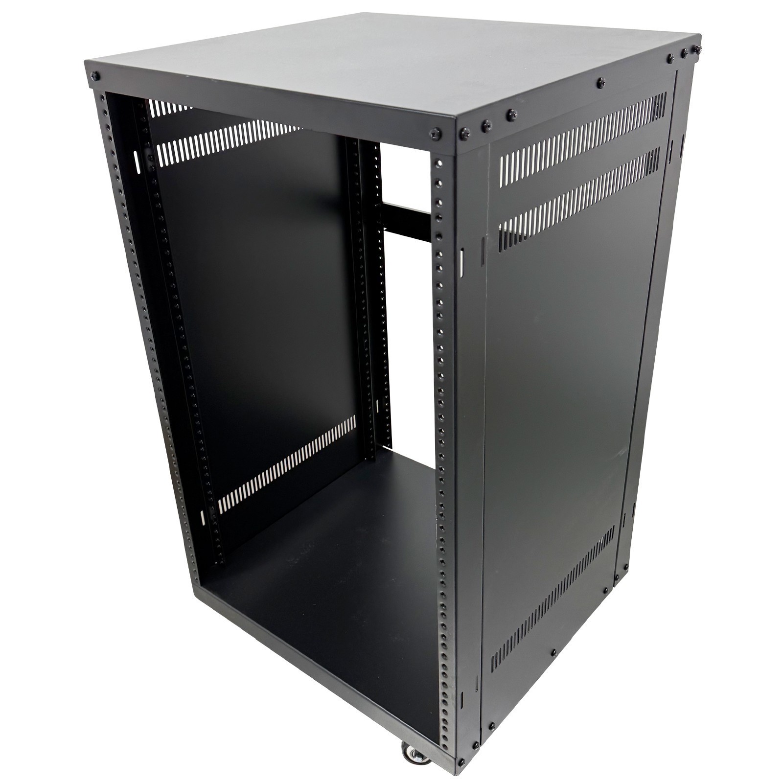 12 Space Studio Rack Case with 4" Caster Wheels 12U Open-Frame Server Rack