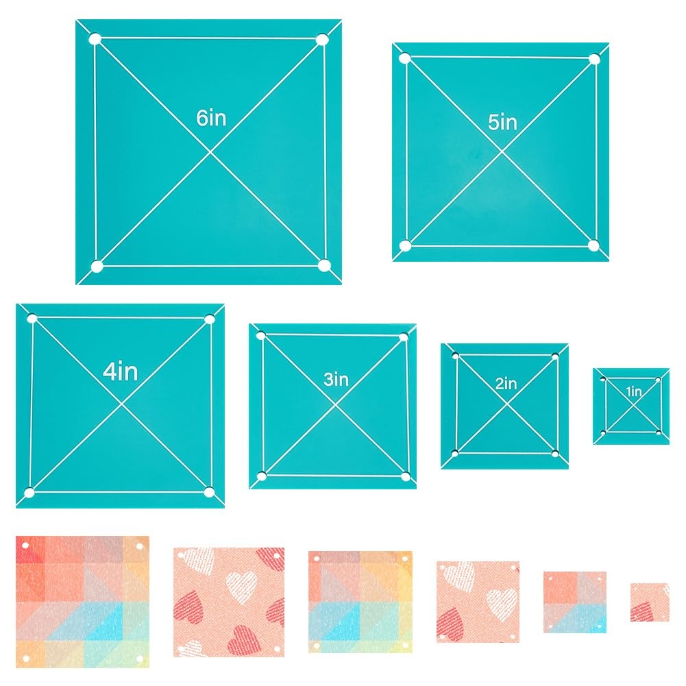 6 PCS Acrylic Square Quilting Template Set 16 Inch Accurate Cutting Ruler