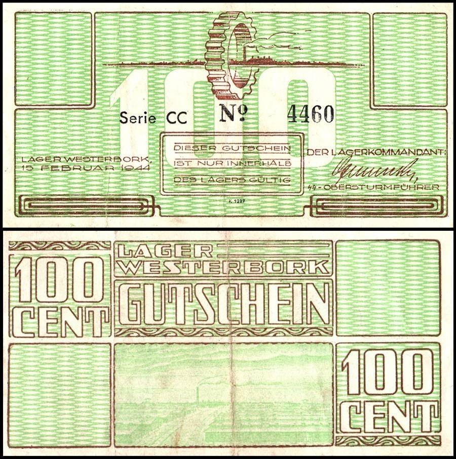 Netherlands 100 Dutch Cents, 1944, P-4174b, Used, Series CC